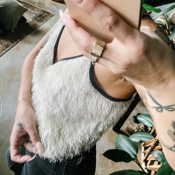 White fringe/ tassle crop top from Topshop - Picture 3 of 5